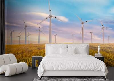 Renewable energy, wind energy with windmills Wall mural