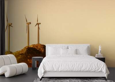 Renewable energy, wind energy with windmills Wall mural