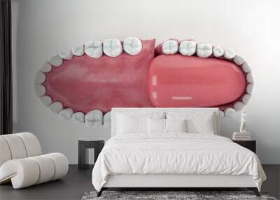 Top view of an open mouth showing all teeth Wall mural