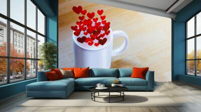 Valentine hearts in a cup Wall mural