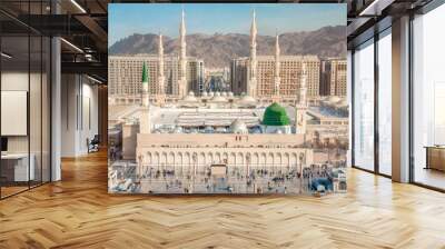 Al-Masjid an-Nabawi (Prophet's Mosque) in Medina city, Saudi Arabia Wall mural