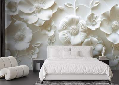 abstract white flower pattern tile wall texture background Wall mural