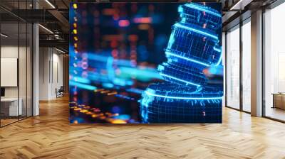 legal cybersecurity laws and regulations abstract technology digital gavel Wall mural