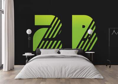 2b initial green with strip Wall mural