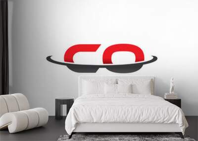 co alphabet with swoosh grey and red Wall mural