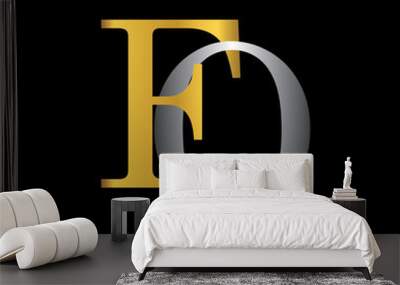 FO initial letter with gold and silver Wall mural