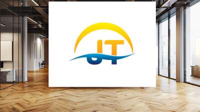 jt initial logo with waving swoosh Wall mural