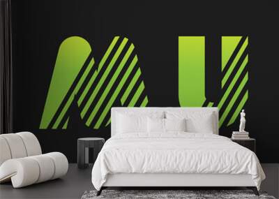 mu initial green with strip Wall mural