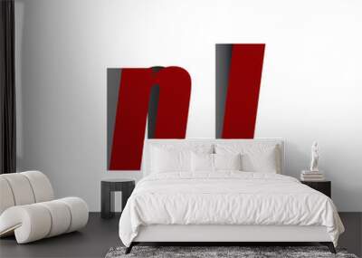 nl logo initial red and shadow Wall mural