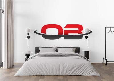 ob alphabet with swoosh grey and red Wall mural