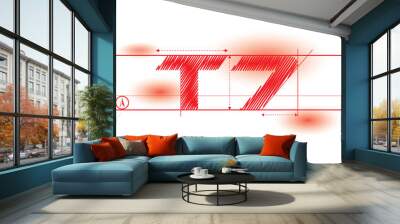 t7 redprint font Wall mural