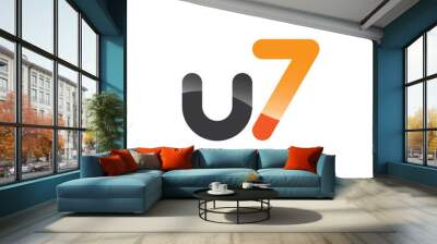 u7 initial grey and orange with shine Wall mural