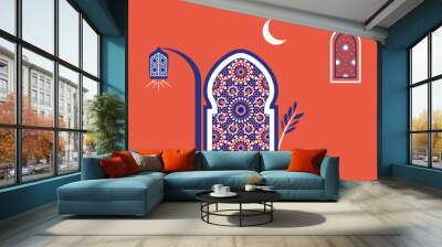 Abstract architecture posters simple geometric. Moroccan contemporary abstract geometric.
Islamic arabian oriental style windows, doors, stairs and arches poster set mid century vector image Wall mural