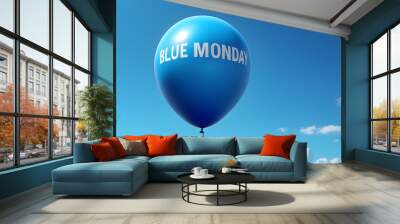 blue balloons with a blue Monday theme Wall mural