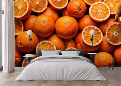 Orange fruit background. Oranges background. Citrus fruit background. Wall mural