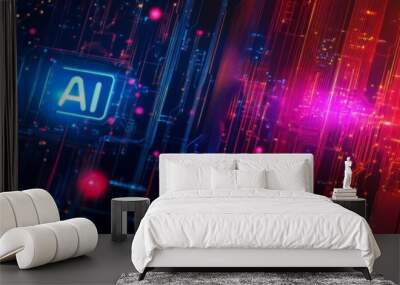 AI futuristic technology background vector Wall mural