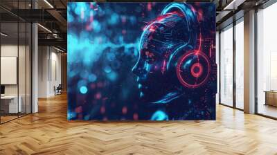 audio AI, digital background. copy space Wall mural