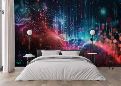 audio AI.  digital background. copy space Wall mural