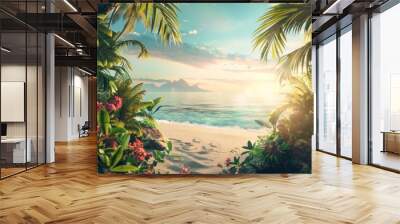 beach background concept with copy space Wall mural