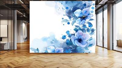 Blue watercolor floral background vecto Wall mural