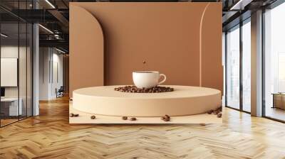 coffee 3d podium round stage for product Wall mural