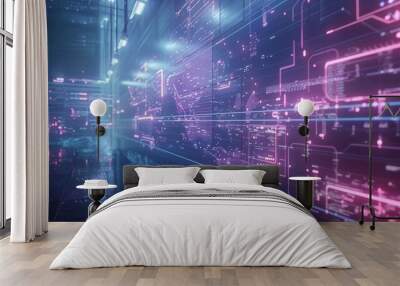 digital AI wall with copy space Wall mural