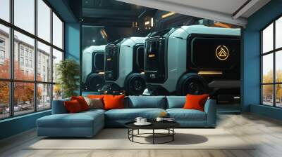 futuristic cargo boxes delivery system  Wall mural