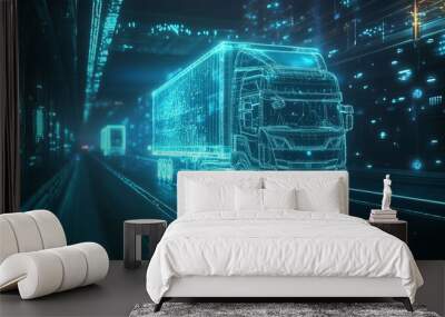 futuristic shipping road hologram Wall mural