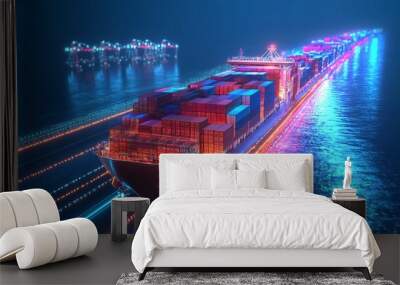 futuristic shipping road hologram Wall mural