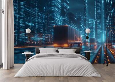 futuristic shipping road hologram Wall mural