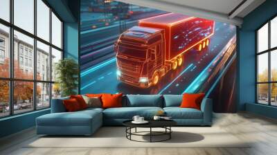 futuristic shipping road hologram Wall mural