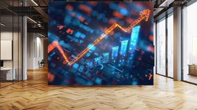 illustration of arrow up  market stocks background concept Wall mural