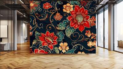 seamless batik pattern Wall mural