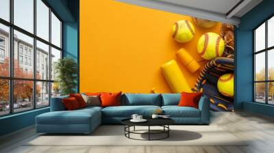 softball accessories with copy space. softball day concept Wall mural