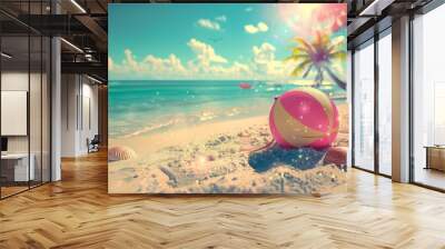 Summer Vacation Fun Holiday Relaxation Break Concept. Summer day background concept. copy space Wall mural