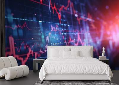 technical financial graph on technology abstract background Wall mural