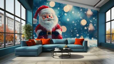 toy Santa Claus on a Christmas background  Wall mural