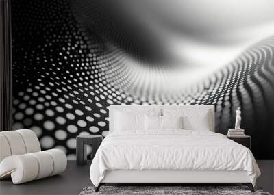 Abstract Black and White Wavy Surface with Circular Pattern Wall mural