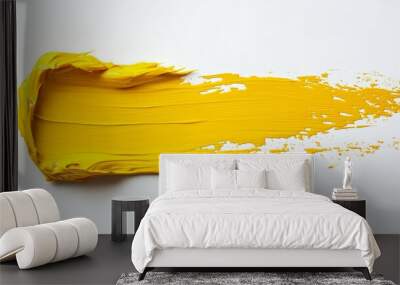 Abstract Yellow Paint Stroke on White Background Wall mural