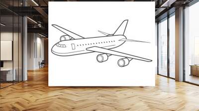 continuous single line drawing of big passenger aircraft, line art vector illustration
 Wall mural