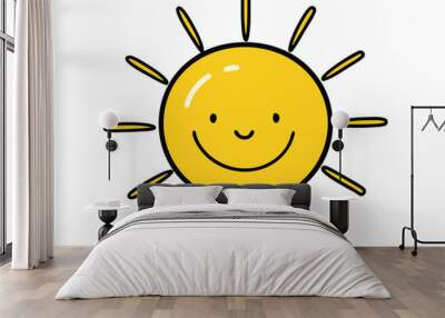 Cute sun. Hand drawn doodle yellow summer suns. Vector icons with sun rays isolated on white background
 Wall mural