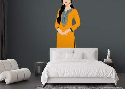 Modern young woman in salwar kameez Wall mural