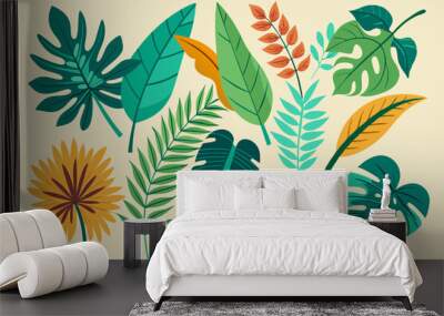 Tropical leaves collection. Vector isolated elements
 Wall mural