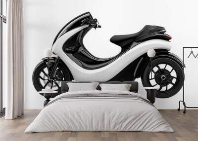 A black and white motorcycle with a white seat Wall mural