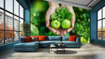 Green lifestyle choices for a healthier and eco-friendly life, Wall mural