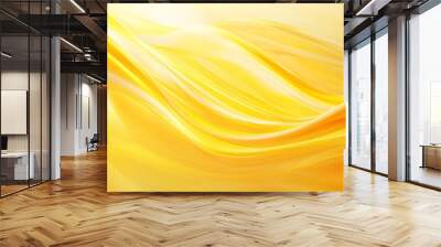 Yellow abstract waves with smooth curves, futuristic design, Wall mural