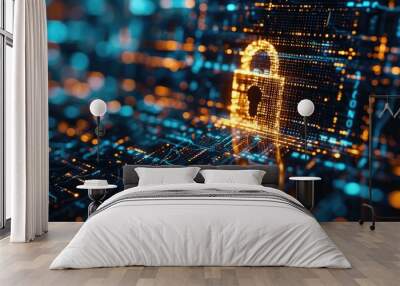 Cyber security, Data privacy, Data protection Internet and technology on virtual screen. Wall mural