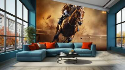 Horse racing going towards finish line Wall mural