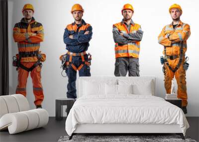 Maintenance Electrical man in safety suit with equipment standing on transparent background. Wall mural