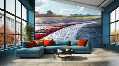 Racing car circuit background, Motorsport track. Concept racing events, High-Speed action, Motion blur effect. Wall mural